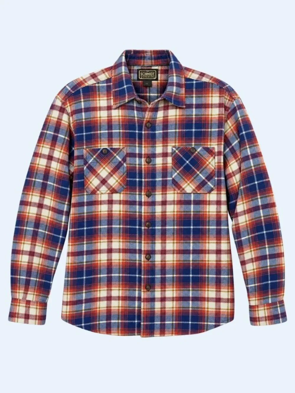 C.E. Schmidt Workwear Mens Flannel Shirt Large Plaid Cotton Button Up Work Shirt